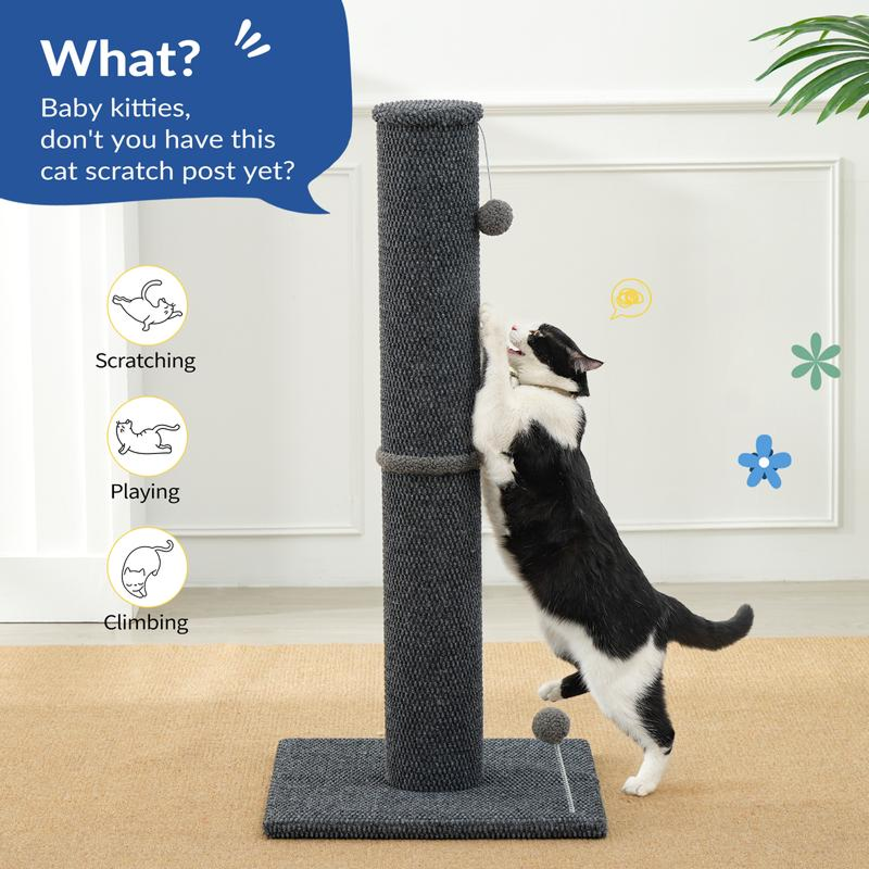 Cat Plush Scratching Post with Integrated Toy
