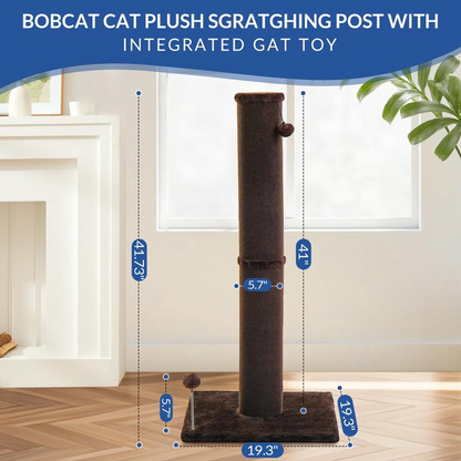 Cat Plush Scratching Post with Integrated Toy