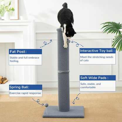 Cat Plush Scratching Post with Integrated Toy