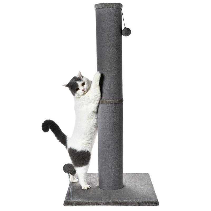 Cat Plush Scratching Post with Integrated Toy